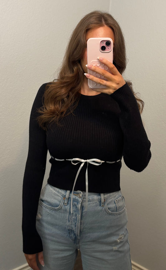 Bow Long Sleeve- Black