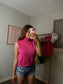 Veronica Turtle Neck Tank- Pink