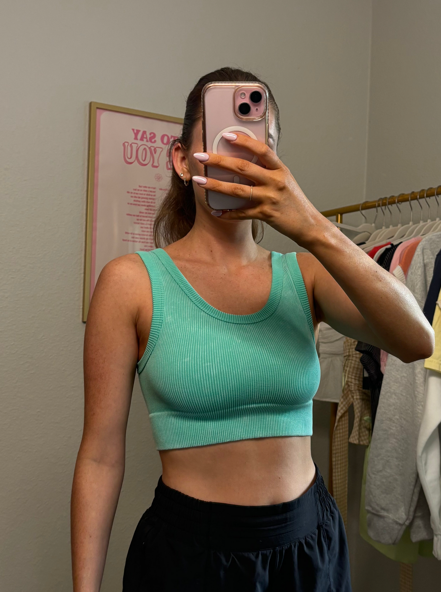 Cropped Tank Top - Turquoise