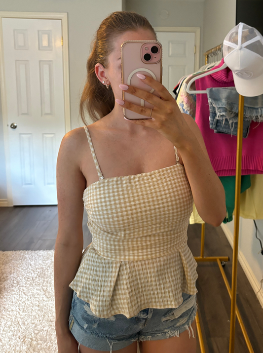 Blair Gingham Peplum Sleeveless