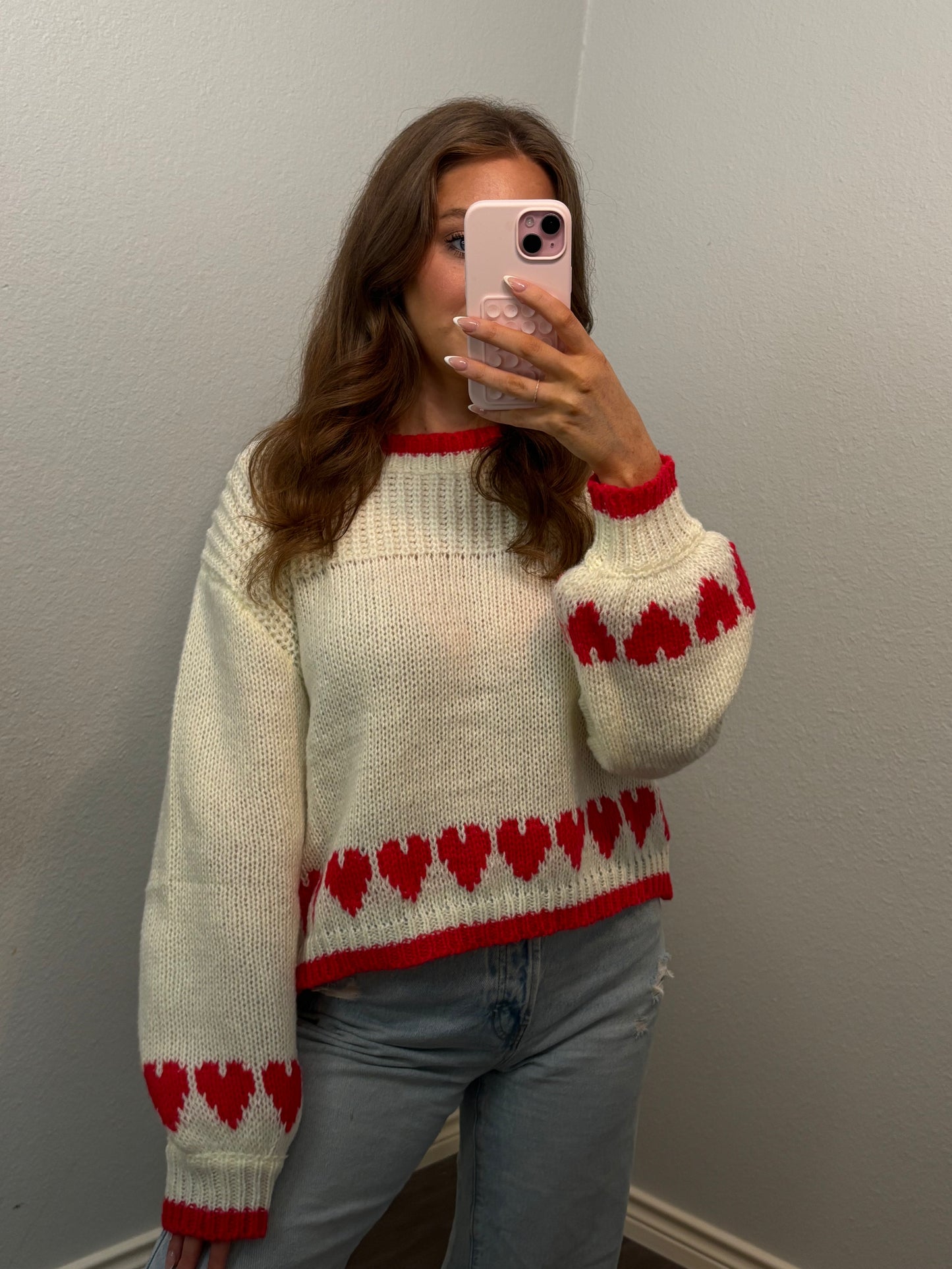 Holly Jolly Sweater- Ivory/Red